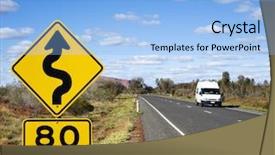  Presentation with curve ahead - Presentation design consisting of curve ahead road sign background and a light blue colored foreground