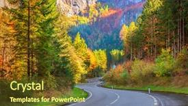  Presentation with forest road green - Slides consisting of curve green yellow - winding road curving through autumn background and a tawny brown colored foreground