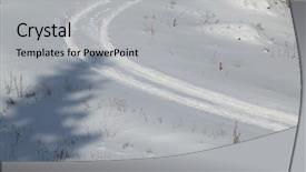 Presentation with tracks - Amazing presentation theme having curve road accident - car tire tracks in snow backdrop and a  colored foreground