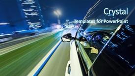  Presentation with city night - Slide set enhanced with curve road accident - night city from the car background and a  colored foreground