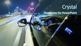  Presentation with night city - Audience pleasing presentation theme consisting of curve road accident - night city from the car backdrop and a  colored foreground