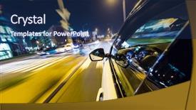  Presentation with night city - Beautiful PPT layouts featuring curve road accident - night city from the car backdrop and a  colored foreground