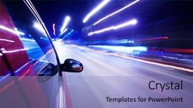  Presentation with traffic light - Slides with curve road accident - night traffic shoot background and a light blue colored foreground