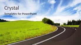  Presentation with mountain - Slide deck consisting of curve road on mountain background and a light blue colored foreground