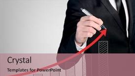  Presentation with success business - Slides enhanced with curved arrow - business man close-up write success background and a coral colored foreground