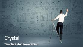  Presentation with modern elegant - Slide deck consisting of curved arrow - businessman in modern stylish elegant background and a gray colored foreground