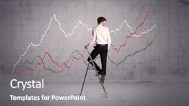  Presentation with grey line drawings of tall buildings - Presentation theme consisting of curved arrow - guy in modern suit standing background and a gray colored foreground