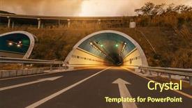  Presentation with tunnel - Colorful PPT theme enhanced with curved arrow - highway entrance to the tunnel backdrop and a tawny brown colored foreground