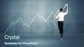  Presentation with blue line - Cool new presentation theme with curved arrow - man standing on a ladder backdrop and a ocean colored foreground