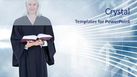  Presentation with digital book - PPT theme featuring curved background with arrow background and a sky blue colored foreground