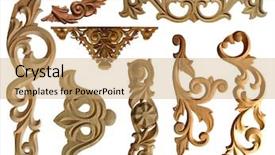  Presentation with elements - Theme having ellipse - collection of carved decorative elements background and a coral colored foreground