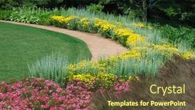  Presentation with tranquil - Presentation theme with curved-path-in-tranquil-garden background and a tawny brown colored foreground