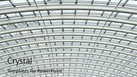  Presentation with roof - PPT theme consisting of curved reinforced steel roof joists background and a light gray colored foreground