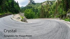  Presentation with blind curve road and - PPT layouts featuring curved road in bicaz canyon background and a light gray colored foreground