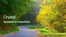  Presentation with macedonia - PPT theme having curved road in the forests background and a tawny brown colored foreground