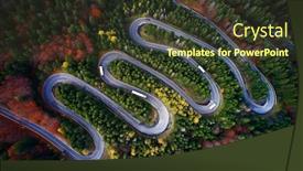  Presentation with forest road - PPT theme enhanced with curved-road-trough-the-colorful background and a tawny brown colored foreground
