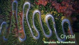  Presentation with forest road - Slide set having curved-road-trough-the-colorful background and a tawny brown colored foreground