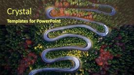  Presentation with forest road - Cool new slides with curved-road-trough-the-colorful backdrop and a tawny brown colored foreground
