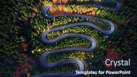  Presentation with forest road - Cool new slide set with curved-road-trough-the-colorful backdrop and a navy blue colored foreground