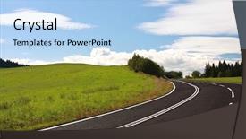 Presentation with road - PPT theme consisting of curved road background and a light blue colored foreground