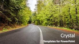  Presentation with forest road green - Cool new slide set with curved serpentine mountain forest road backdrop and a gray colored foreground