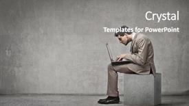  Presentation with concrete block - Beautiful PPT theme featuring curved wall - businessman using a laptop computer backdrop and a gray colored foreground