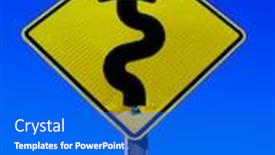  Presentation with road yellow - Audience pleasing presentation theme consisting of curves-ahead-on-roadsign-road backdrop and a cobalt blue colored foreground