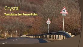  Presentation with traffic road - Theme consisting of curves-coming-traffic-sign background and a  colored foreground