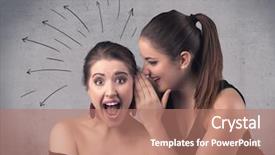  Presentation with teen girl tech - Audience pleasing PPT theme consisting of curves spirals on grey wall backdrop and a coral colored foreground