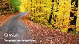  Presentation with blind curve road and - Cool new slide deck with curving road in autumn landscape backdrop and a tawny brown colored foreground