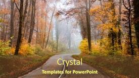  Presentation with foggy forest - Beautiful theme featuring curvy-road-in-beautiful-foggy backdrop and a tawny brown colored foreground
