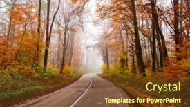  Presentation with foggy forest - PPT layouts with curvy-road-in-beautiful-foggy background and a tawny brown colored foreground