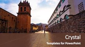  Presentation with ancient people - PPT layouts consisting of cusco street with beautiful ancient background and a tawny brown colored foreground