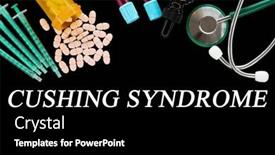  Presentation with medical pills - Slide set having cushing-syndrome-text-on-medical background and a black colored foreground