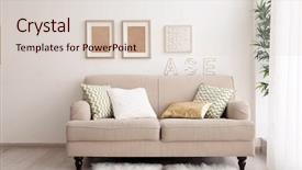  Presentation with room - Presentation design enhanced with cushion - modern room interior with stylish background and a  colored foreground