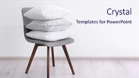  Presentation with stack - Beautiful presentation design featuring cushion - stack of pillows on chair backdrop and a sky blue colored foreground