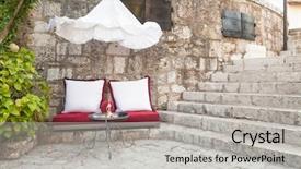  Presentation with bosnia - Slide set with cushions in little cafe background and a light gray colored foreground