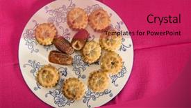  Presentation with recipe dessert - Presentation design enhanced with cusine - arabic traditional cookies - maamoul background and a red colored foreground