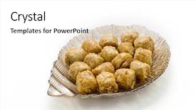  Presentation with middle eastern traditional dishes falafel - Presentation consisting of cusine - baklava - a popular mediterranean background and a white colored foreground