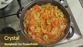  Presentation with cooking - Amazing slide deck having cusine - cooking vegetable lecho hungarian dish backdrop and a tawny brown colored foreground