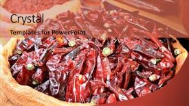  Presentation with market insights - Presentation theme enhanced with cusine - dried peppers for sale background and a coral colored foreground