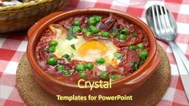  Presentation with spanish - Cool new PPT theme with cusine - flamenco eggs huevos a la backdrop and a tawny brown colored foreground