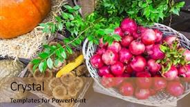  Presentation with market - PPT theme consisting of cusine - fruit market with chestnut pumpkins background and a  colored foreground