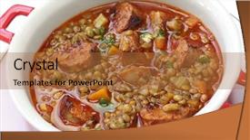  Presentation with chorizo - Presentation theme having cusine - lentil and chorizo soup spanish background and a red colored foreground