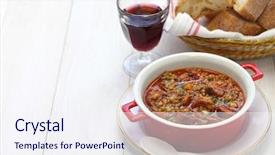  Presentation with chorizo - Cool new PPT theme with cusine - lentil and chorizo soup spanish backdrop and a sky blue colored foreground