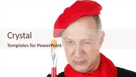  Presentation with artistic artist art brush - Slides consisting of cuss - painter artist is holding paintbrush background and a  colored foreground