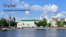  Presentation with old buildings - PPT theme with cust - yekaterinburg downtown pond and old background and a light blue colored foreground