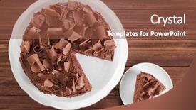  Presentation with cake - Amazing theme having custard - delicious chocolate cake on plate backdrop and a tawny brown colored foreground