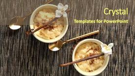  Presentation with pudding - PPT theme featuring custard - ramekins with tasty vanilla pudding background and a tawny brown colored foreground
