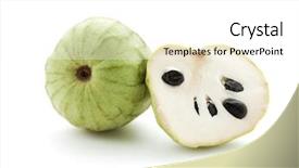 Presentation with fruit preservations - Amazing PPT theme having custard apple - whole and half cherimoya fruit backdrop and a white colored foreground